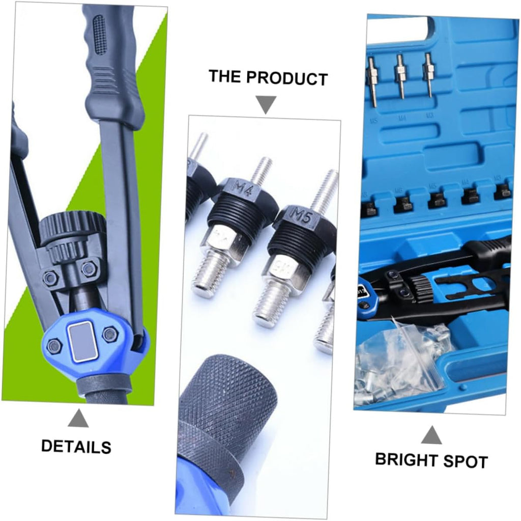 SHINEOFI 140pcs Manual Rivet Nut Tool Kit M3 to 12mm Threaded Insert Setter with Portable Plastic Case for Automotive Repair and Workshop Use