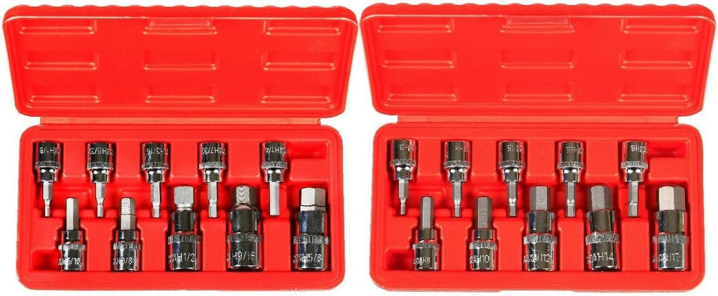New 20 pieces 3/8' & 1/2' Drive Hex Key Allen Head (METRIC & SAE) Socket Bit Set,Jikkolumlukka