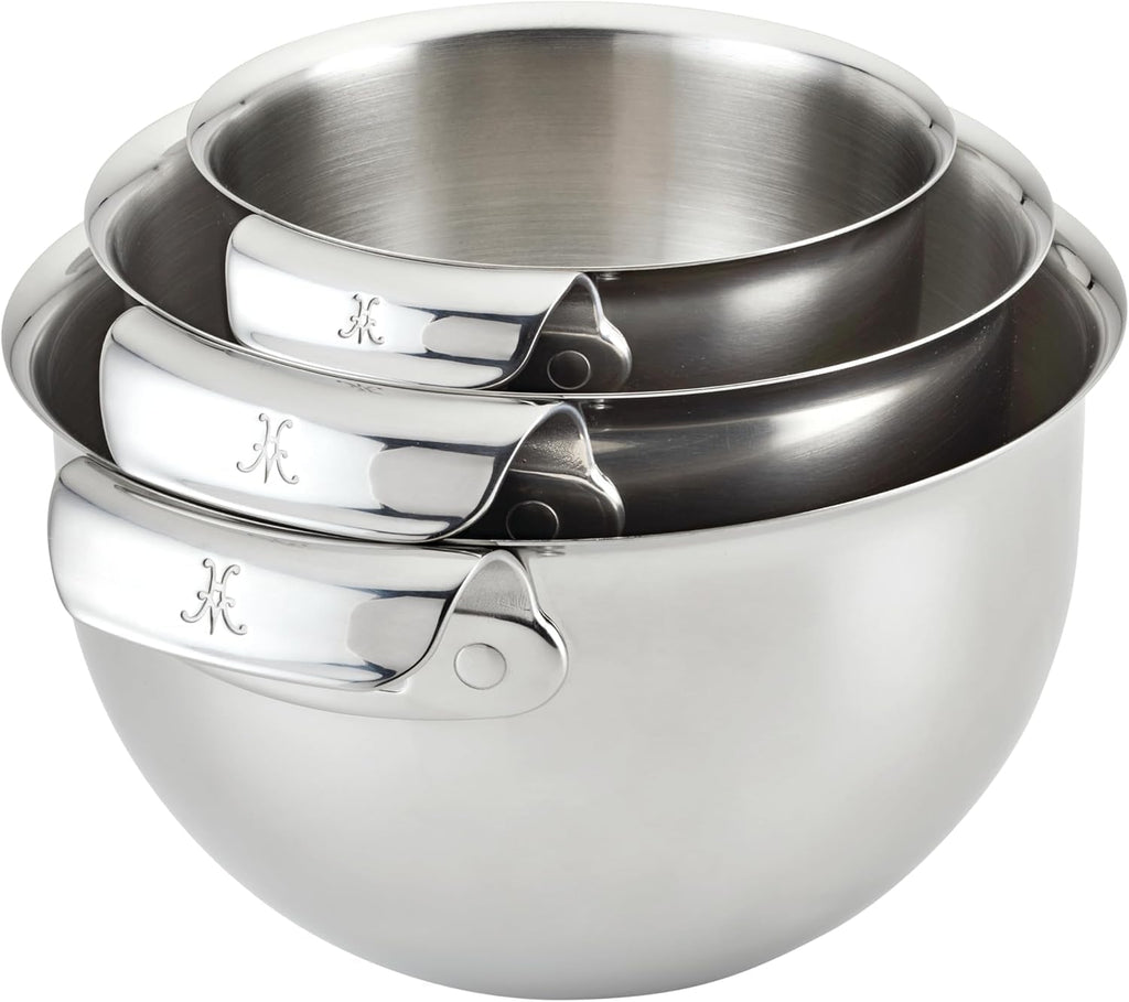Hestan Provisions – 3-Piece Stainless Steel Mixing Bowl Set – 1.5qt, 3qt, and 4.75qt, Nesting Design