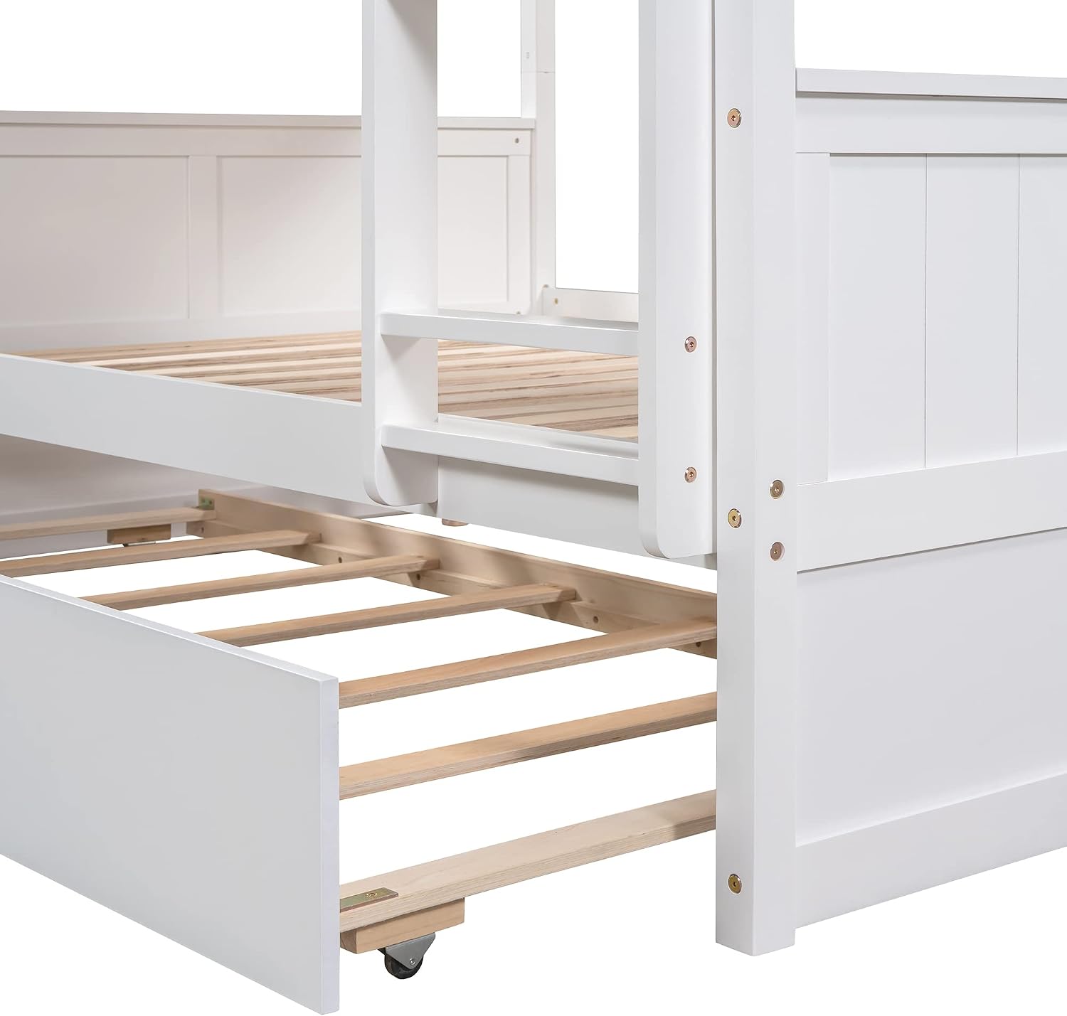 SOFTSEA Solid Wood Bunk Bed Full Over Full, Convertible to 2 Beds, Modern Bunk Bed with Headboard and Footboard, White