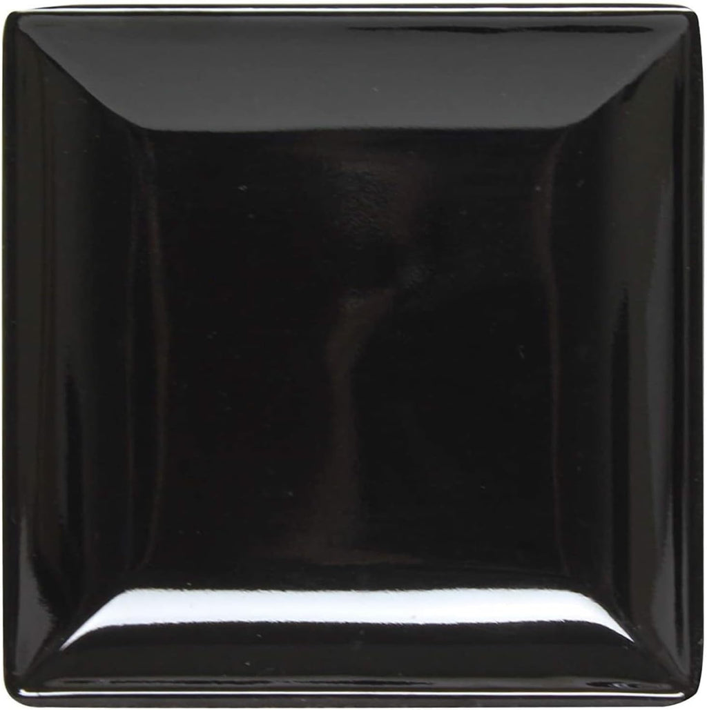 TrueCraftware- 7-1/4' x 7-1/4' Square Plate Classic Black Dinnerware Melamine Set of 12- Dishwasher Safe Reusable Dinner Plates Durable Lightweight Dinnerware for Dinner Dishes