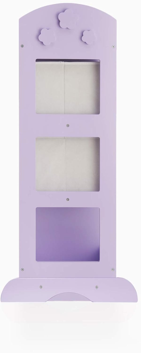 Guidecraft See and Store Dress-up Center – Lavender: Pretend Play Storage Closet with Mirror & Shelves, Armoire for Kids with Bottom Tray - Costume Storage Dresser