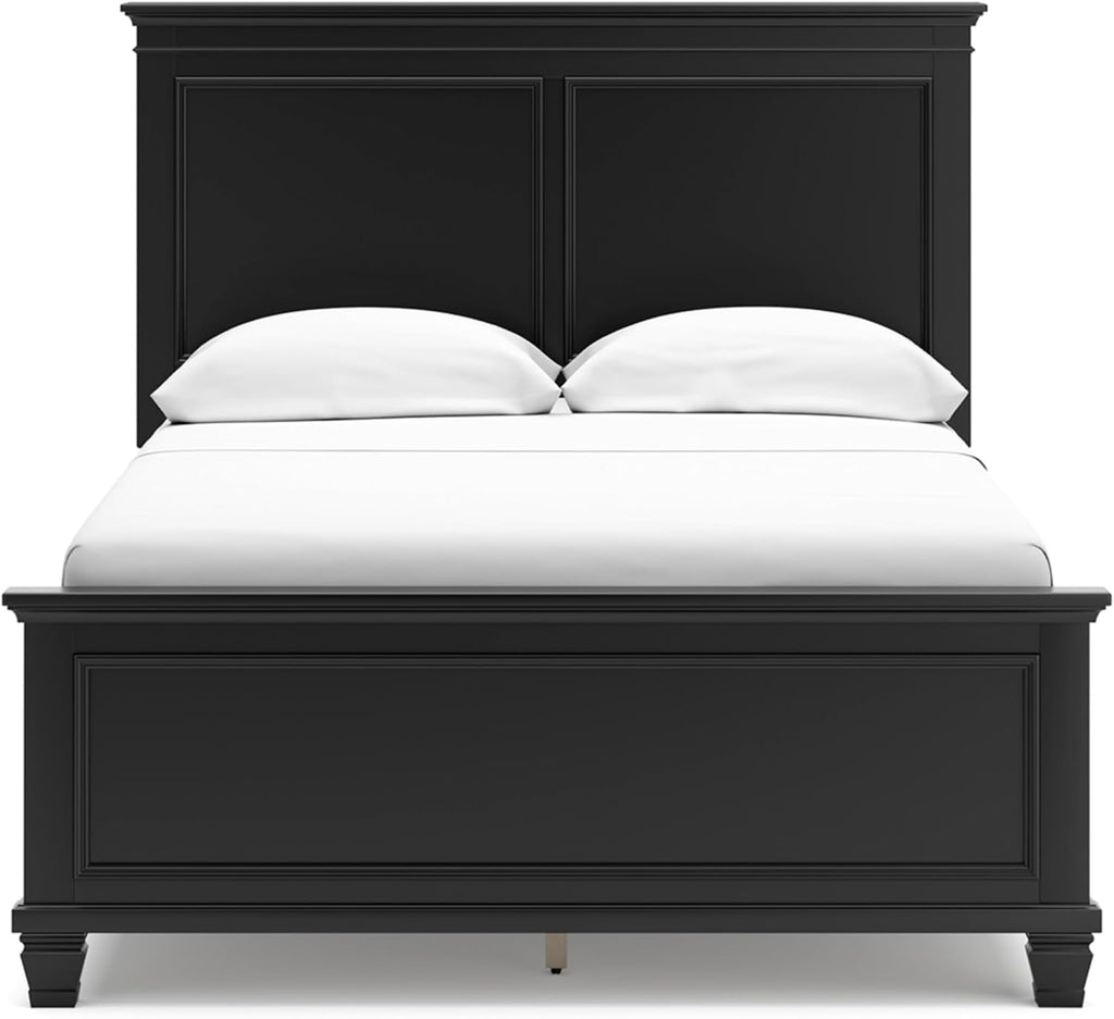 Signature Design by Ashley Lanolee Transitional Full Panel Bed with Tapered Feet, Foundation or Box Spring Needed, Black