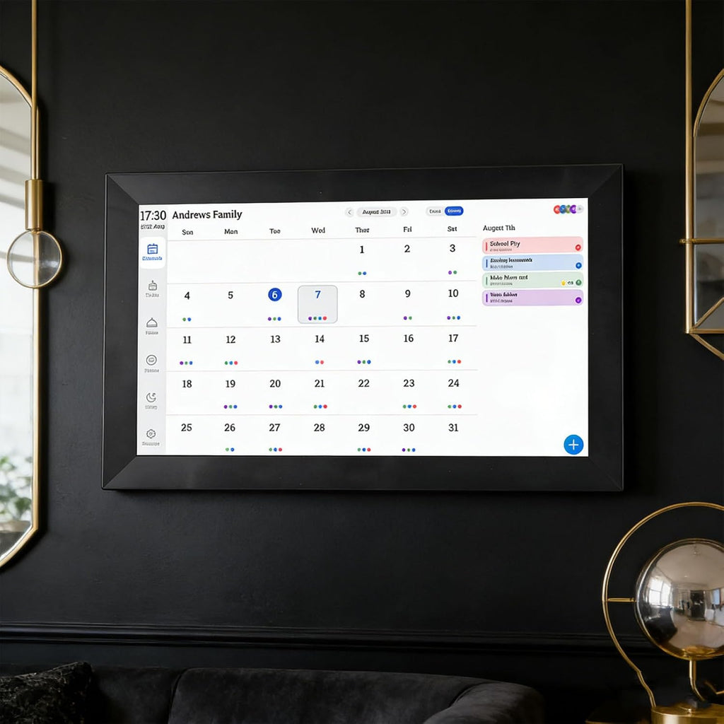 Fydun Smart Digital Calendar, 13.3 Inch HD Touchscreen WiFi Family Planner with AI Portrait Restoration, for Home Office Large Household (US Plug)