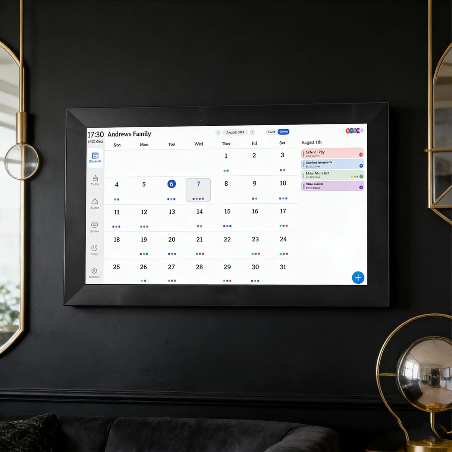 Smart Digital Calendar Electronic Calendar Frame, 13.3 Inch HD Touchscreen Display Built in Photo Frame, Multi User Sharing, WiFi, AI Features, Family Planner, Chore Tracker (US Plug)