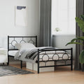 Black Metal Bed Frame Rectangular Industrial Design with Sturdy Powder-Coated Steel Construction, 39.4 in by 78.7 in Size for Ample Storage Space, Supports Up to 264.6 lbs,