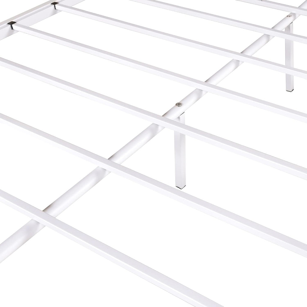 Twin-Over-Full Metal Bunk Bed with Enhanced Upper-Level Guardrail,Classic Bedroom Double Bed Frame w/Slats Support and Inclined Ladder,Easy Assembly,for Kid Adult Boy Girl Teen,White