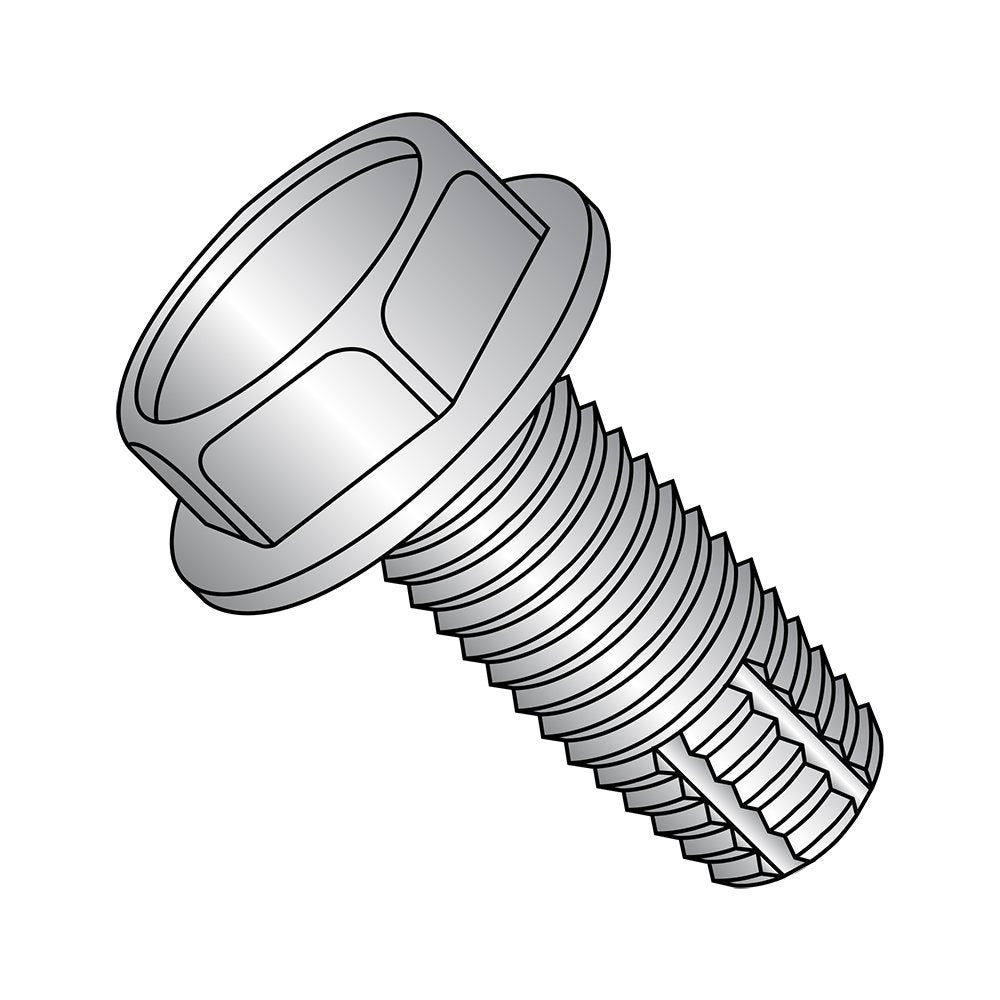 Small Parts 1416FW188 18-8 Stainless Steel Thread Cutting Screw, Plain Finish, Hex Washer Head, Type F, 1/4'-20 Thread Size, 1' Length (Pack of 10)