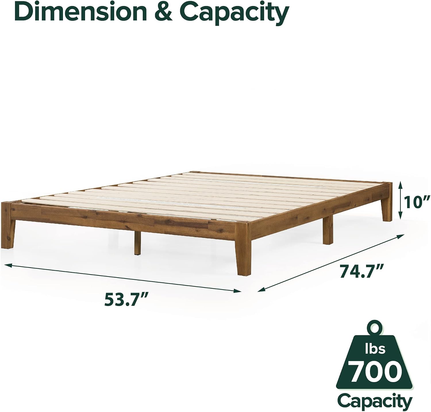 Zinus Lucinda Wood Platform Bed Frame, No Box Spring Needed, Solid Wood Foundation with Wood Slat Support, Easy Assembly, Full