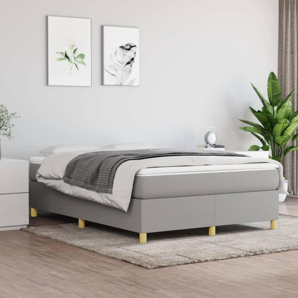Light Grey Upholstered Full Bed Frame with Breathable Fabric and Sturdy Construction for Modern Bedroom Decor, 4-Piece Set