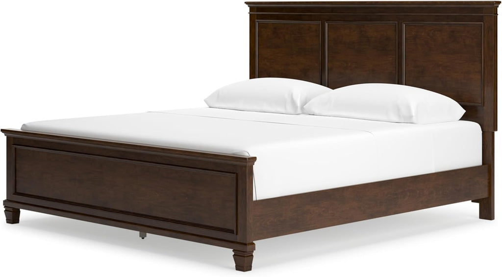 Signature Design by Ashley Danabrin Traditional King Panel Bed with Tapered Feet, Foundation or Box Spring Needed, Dark Brown