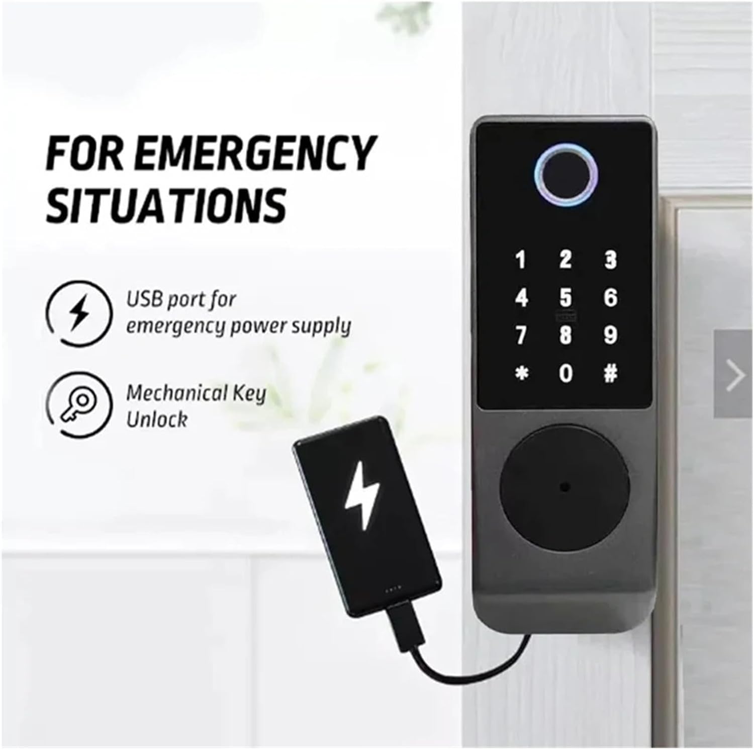 Tuya Smart Lock Waterproof IC Card Remote Control Digital Keypad Electronic Outdoor WiFi Fingerprint Lock for Home Garden Gate(Double NO APP B)