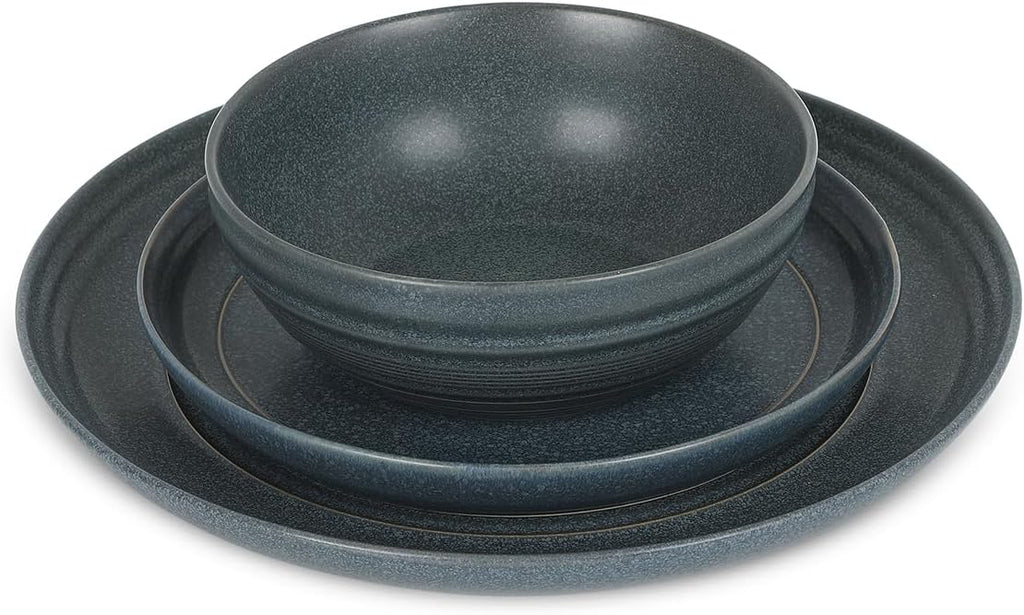 Stone Lain Elio 24-Piece Dinnerware Set Stoneware, Plates and Bowls Set, Dish Set for 8, Blue