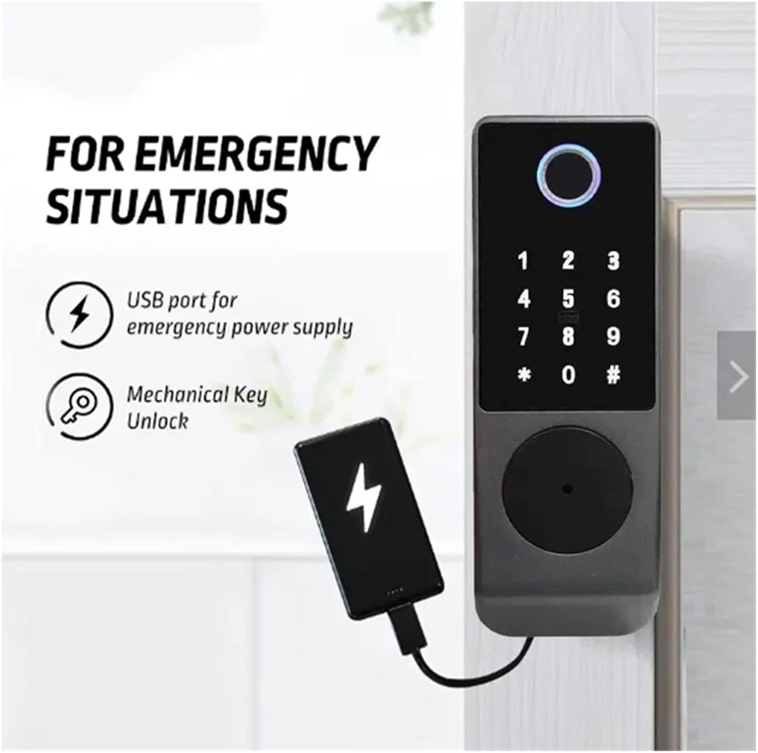 Tuya Wifi Double Side Fingerprint Smart Waterproof Electronic Lock Outdoor Gate Digital Password Remote APP Home Rim Lock Fingerprint /Password /IC Card / APP / Mechanical Key Suitable Door Thickness: