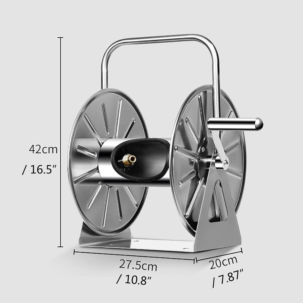 Stainless Steel Garden Hose Reel Cart for Watering Plants and Lawns, Portable Watering Car Wash Water Pipe Storage Rack, 131Ft of 1/2 Capacity