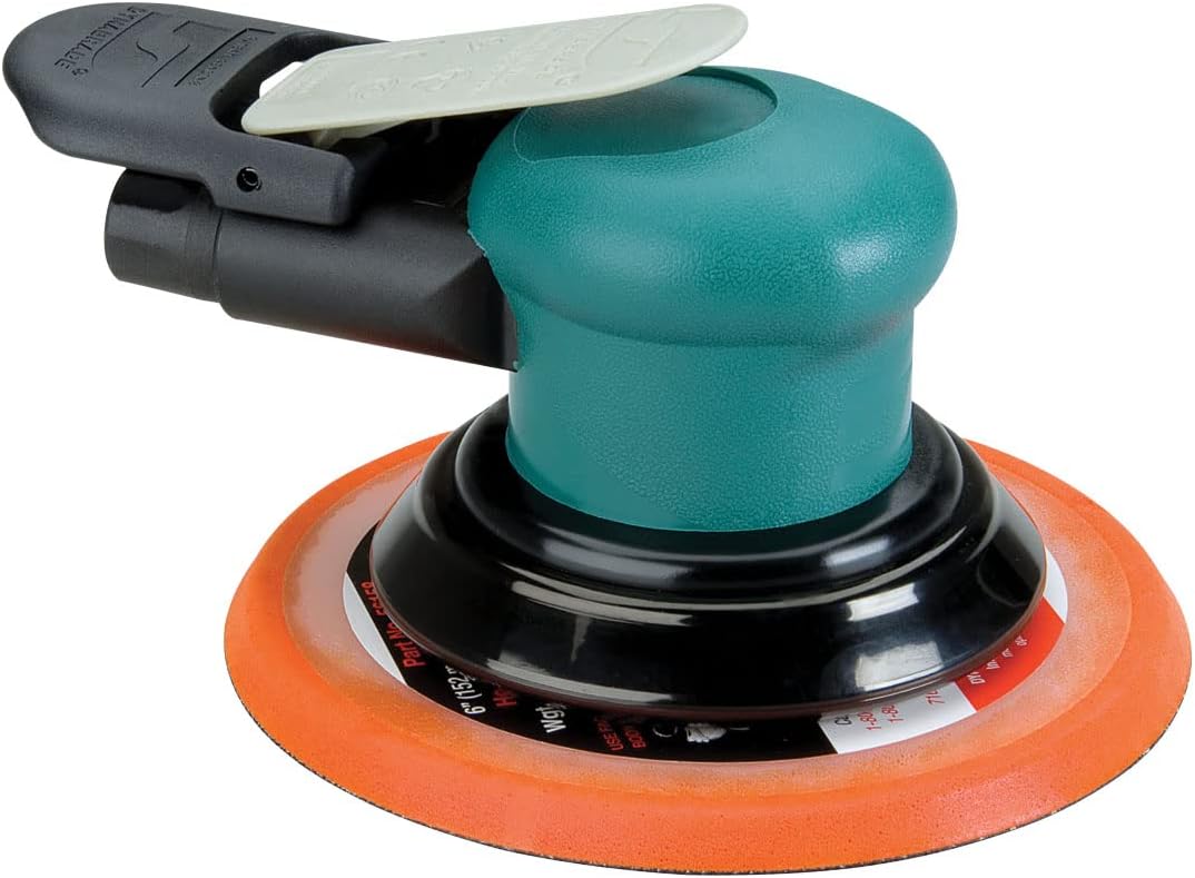 Dynabrade (59179) Dynorbital-Spirit 6' (152 mm) Diameter Random Orbital Sander, Non-Vacuum, with Hook Pad (54327) | Proportionate 3/16' (5 mm) Diameter Orbit | 12000 RPM Pneumatic Motor