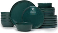 FOBENTA 18-Piece Moss Green Plates and Bowls Set,Nature-Inspired Ceramic Dinnerware Sets for 6 – Dish Set for Slow Living & Gentle Rituals