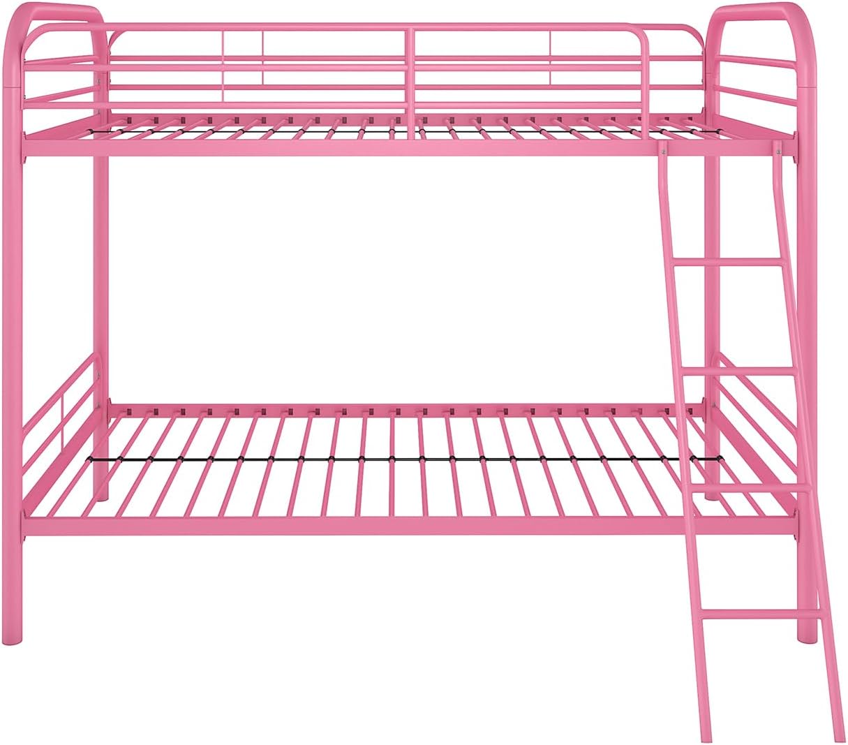 DHP Dusty Twin over Twin Metal Bunk Bed with Secured Ladder, Pink