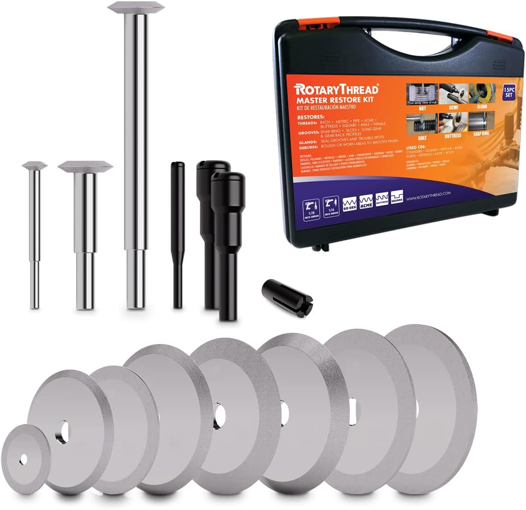 Repair Kits - Faster & Easier to Chase, Restore & Clean Internal or External Threads, All in One Universal Thread Files Set, Inch, Metric, Grooves, Glands, Acme, Buttress Thread