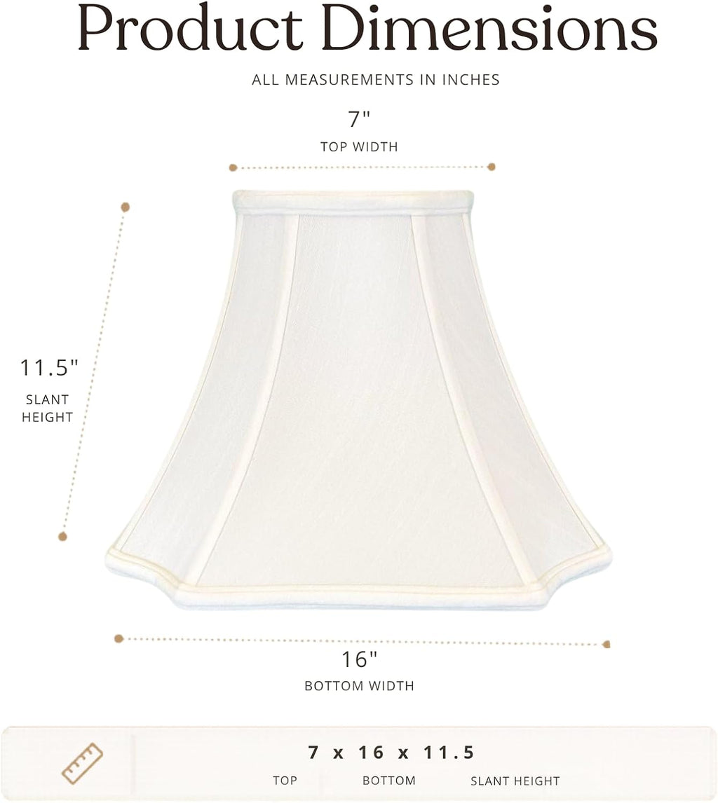 Royal Designs, Inc. BS-714-16WH-2 Square Inverted Corner Bell Basic Lamp Shade, 7 x 16 x 11.5, White, 2-Pack