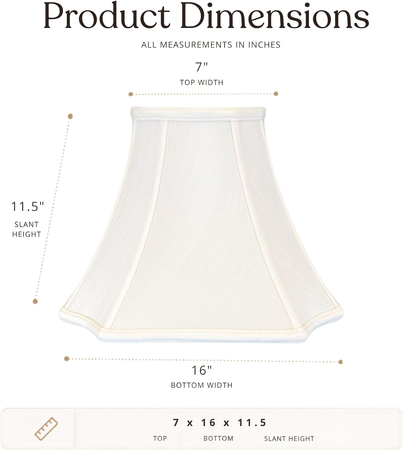 Royal Designs, Inc. BS-714-16WH-2 Square Inverted Corner Bell Basic Lamp Shade, 7 x 16 x 11.5, White, 2-Pack