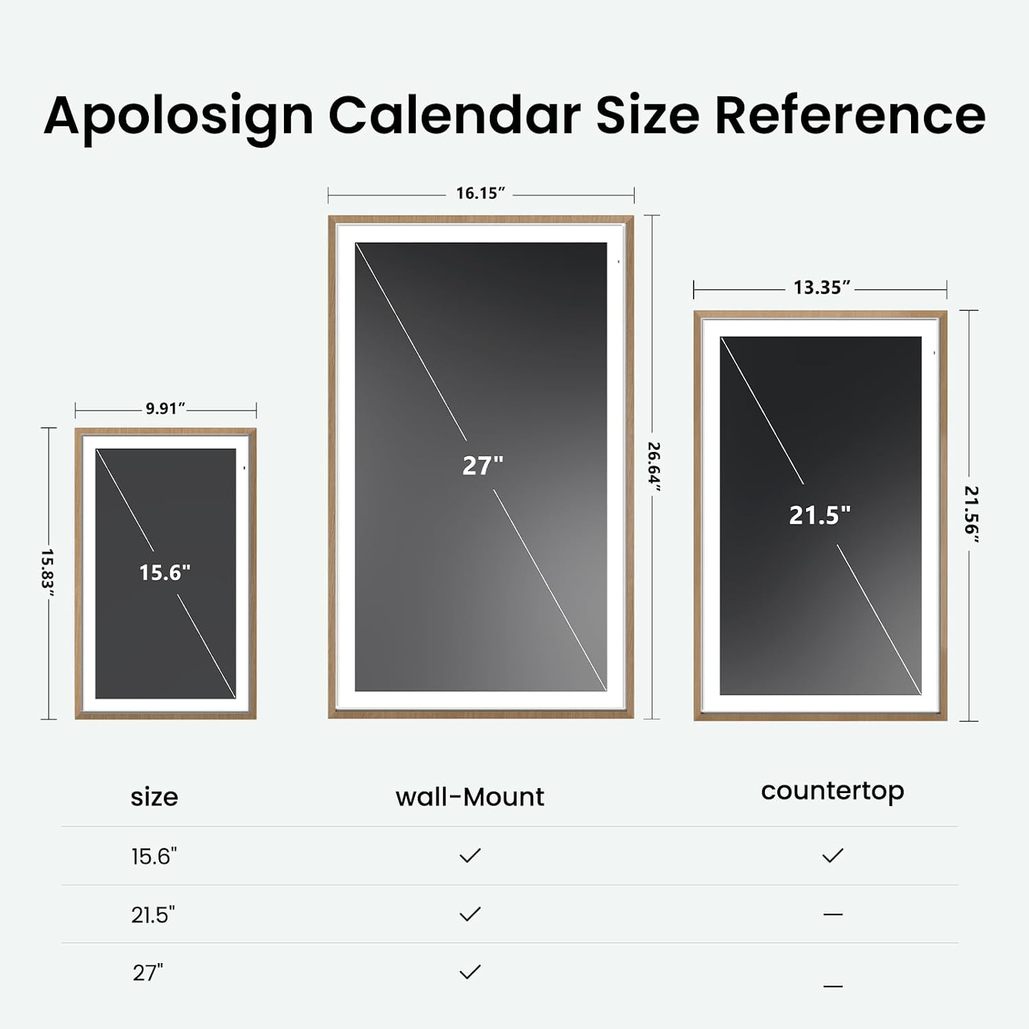 Apolosign 21.5-inch Digital Calendar & Smart Family Wall Planner, No Subscription, Calendar & Dashboard Dual-Mode System, Shared Touchscreen Display with Calendar Sync, Chore Charts & Family Scheduling Hub (Teak)