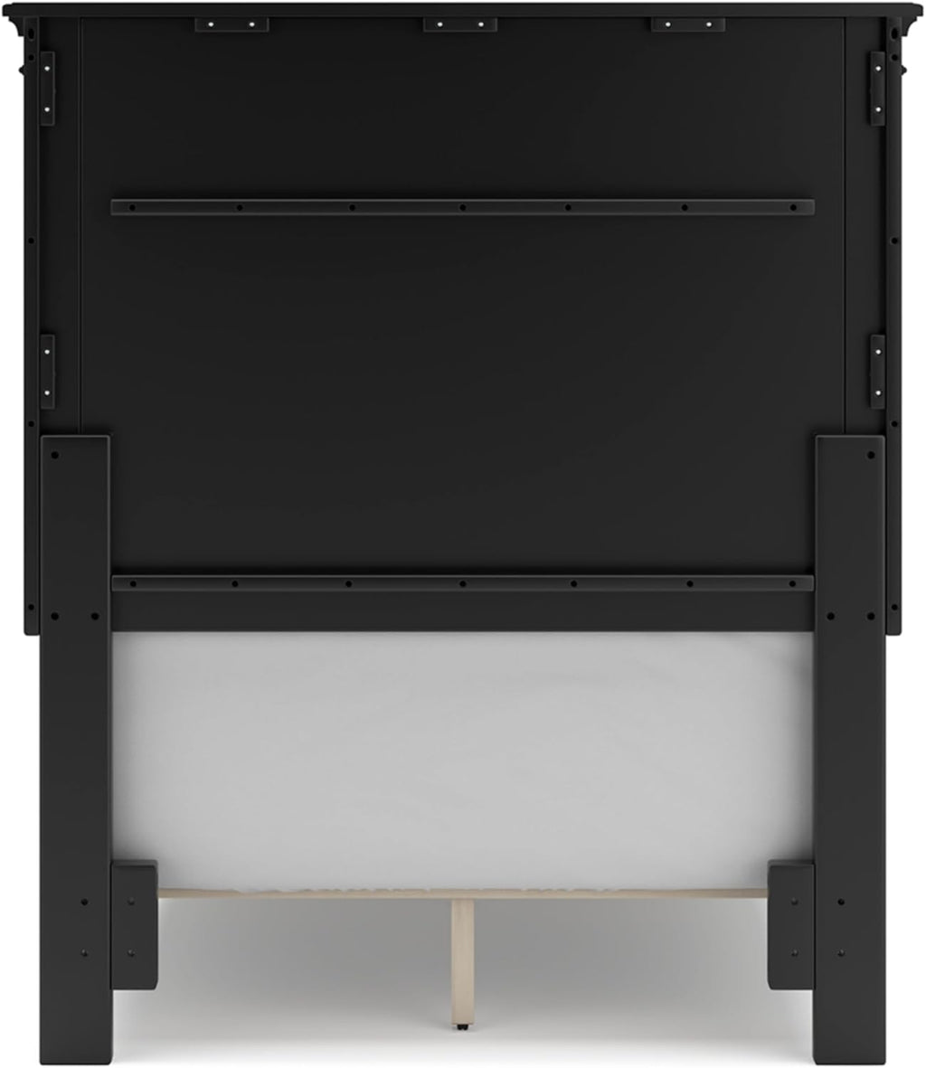 Signature Design by Ashley Lanolee Transitional Twin Panel Bed with Tapered Feet, Foundation or Box Spring Needed, Black