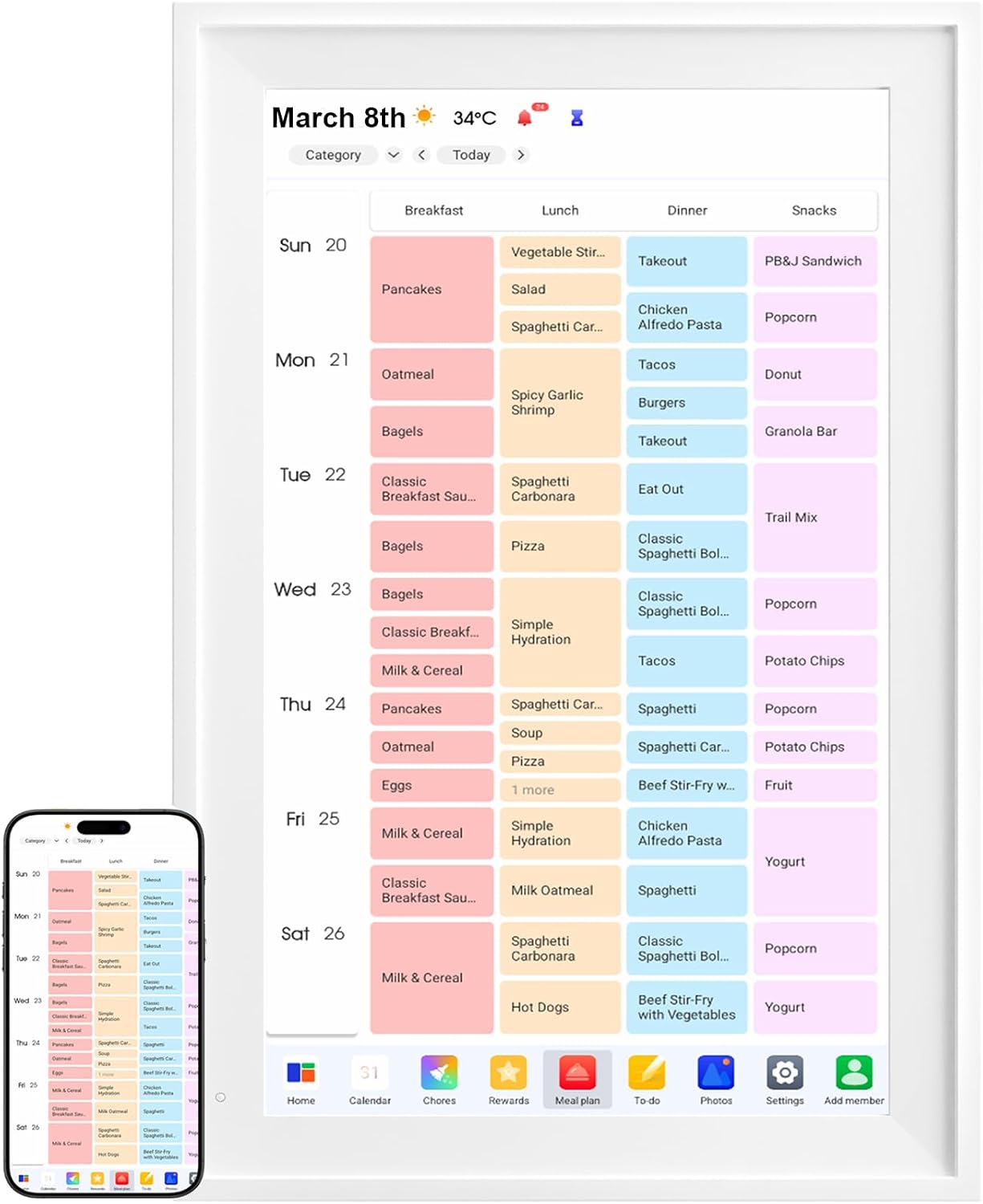 Digital Calendar, 15.6 inch Smart Wall Planner with Touch Screen, Electronic Calendar & Chore Chart Full HD Interactive Display for Family Schedules, Kid Activities Organizer Housework To-do List Reminder