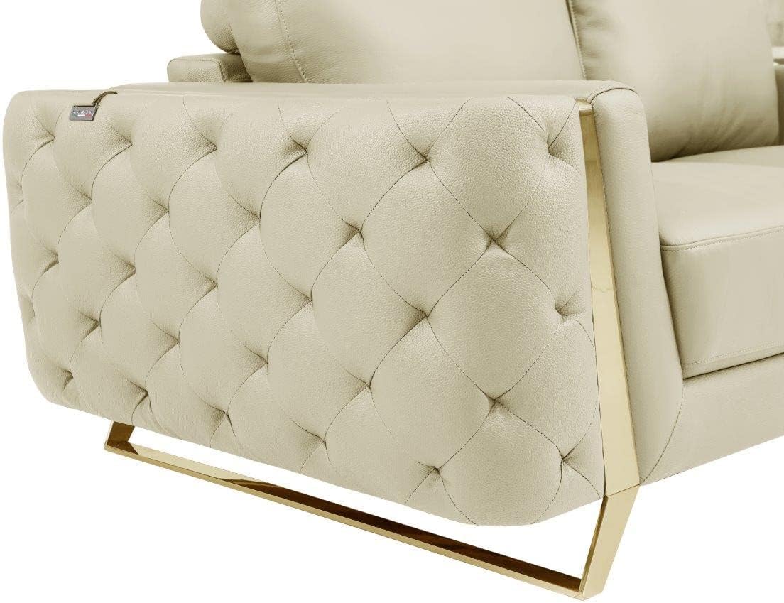 Blackjack Furniture Reggio Collection Full Grain Italian Leather Sofas for Living Room with Brazilian Wood Frame and Stainless Steel Legs, 3-Piece Set, Sofa, Loveseat, and Chair, Beige