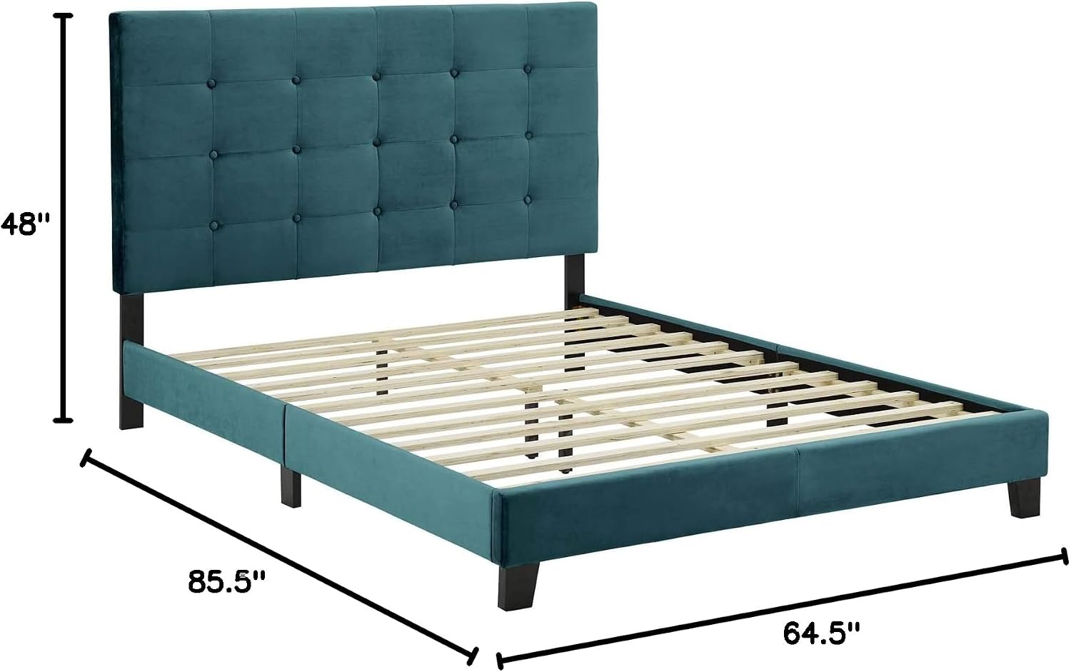 Modway Melanie Performance Velvet Upholstered Tufted Queen Platform Bed in Sea Blue