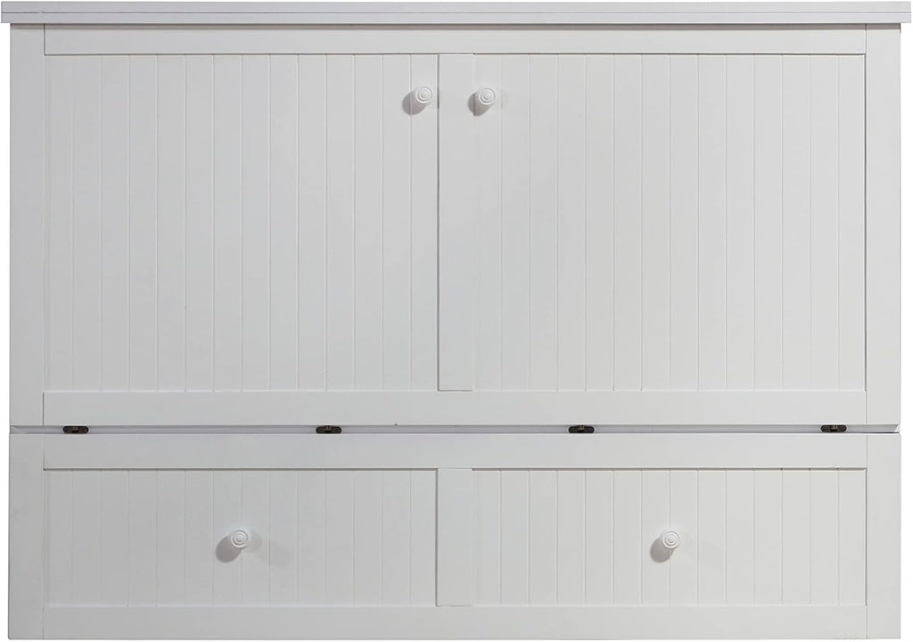 Mega Solutions Murphybedz Tuscany Murphy Cabinet Chest Bed with Charging Station 6 Inch (White, Queen)