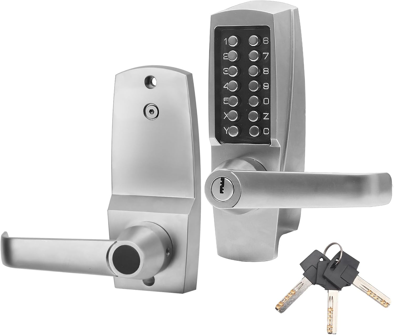 Mechanical Door Lock, Mechanical Push Button Lever Lock, Keyless Entry Commercial & Residential, Water-Proof Zinc Alloy, Easy to Install, for Garden, Yard, Garage
