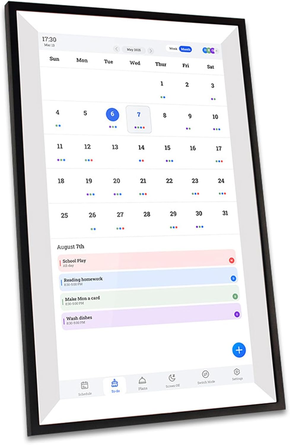 Digital Calendar 15.6-inch Family Planner with Full HD Touchscreen, Wall-Mountable Chore Chart for Home & Office, Compatible with US Plug, Frame