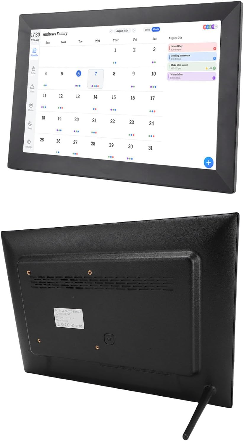Gugxiom Smart Digital Calendar 13.3Inch WiFi Touchscreen, Electronic Family Planner Photo Frame, Syncs Chores Meals, 32GB Interactive Display, AI Restoration, Auto Sleep (US Plug)