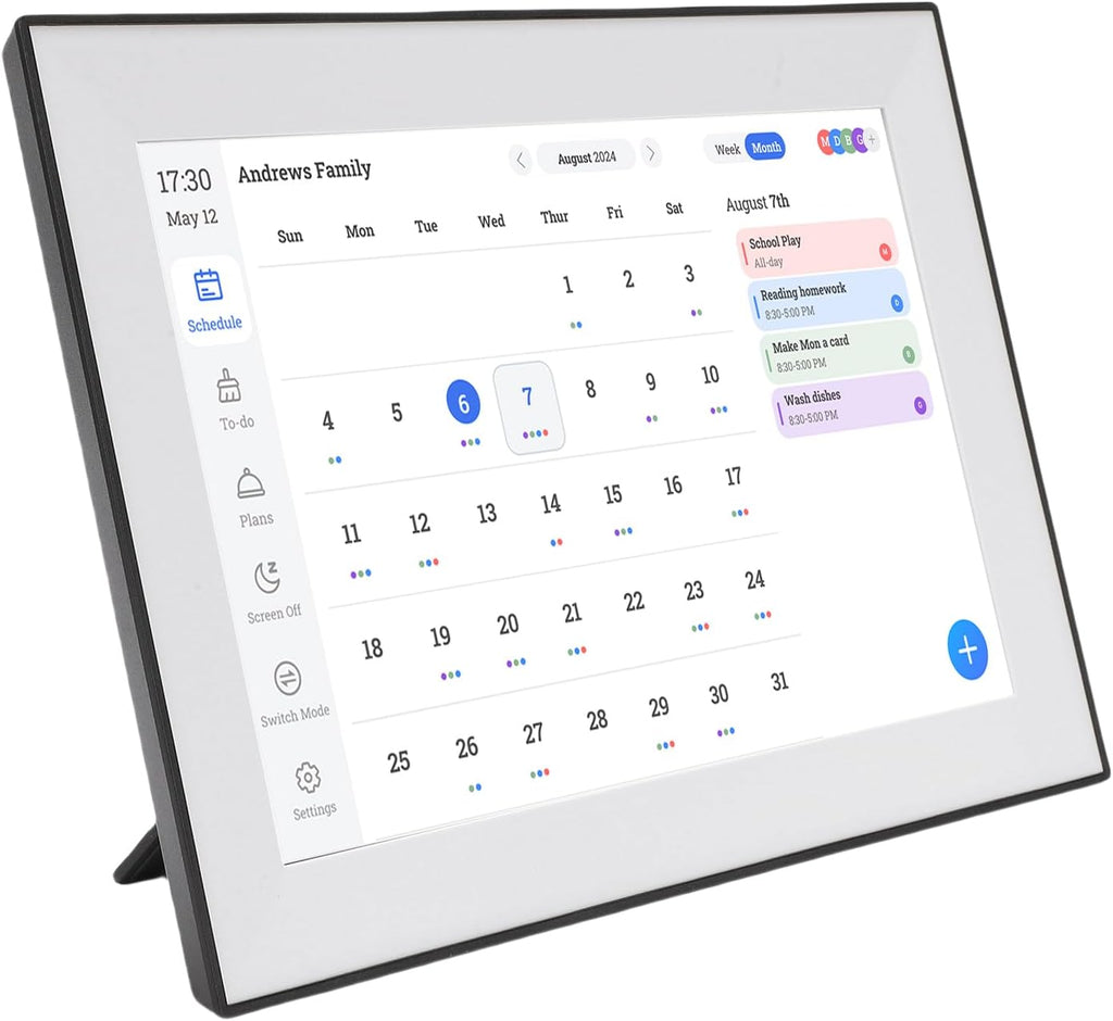 10.1 Inch Smart Digital Calendar, Touchscreen Family Planner with Auto Sync, Wall Mountable Desk Organizer for Meal Planning Chore Chart (US Plug)
