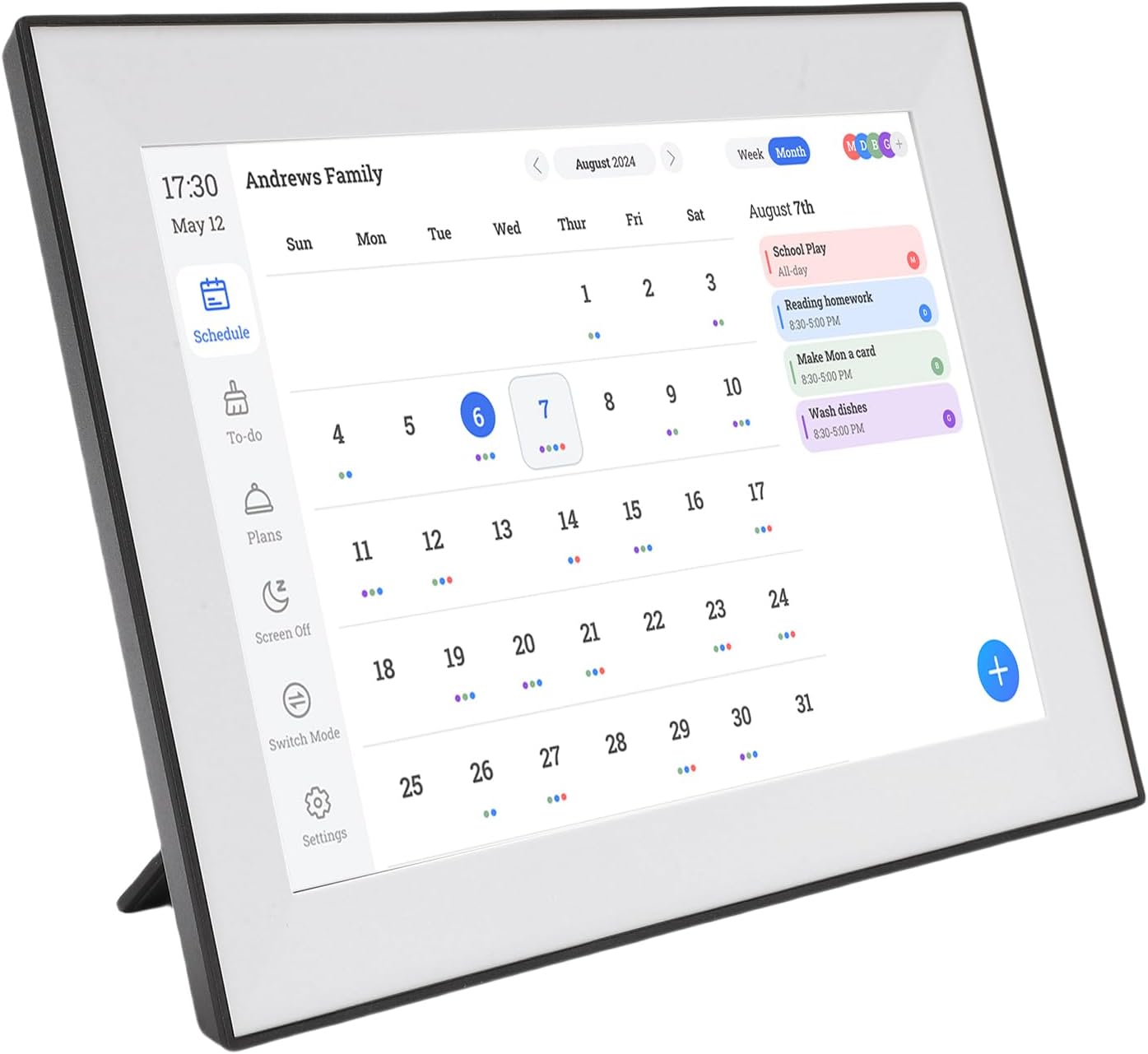 10.1 Inch Smart Digital Calendar, Touchscreen Family Planner with Auto Sync, Wall Mountable Desk Organizer for Meal Planning Chore Chart (US Plug)