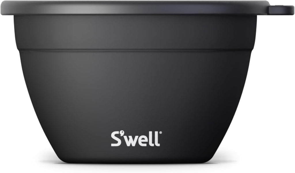 S'well Stainless Steel 64oz Salad Bowl Kit in Onyx,Comes with 2oz Condiment Container and Removable Tray for Organized Serving,Leak-Proof and Dishwasher Safe,(Pack of 8)