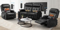 Reclining Loveseat, 2 Single Power Heat & Massageable Recliner Chairs with Storage, Cup Holders, Oversized Massage Sofa Heavy Weight Capacity, Wall Hugger Couches for Living Room & RV