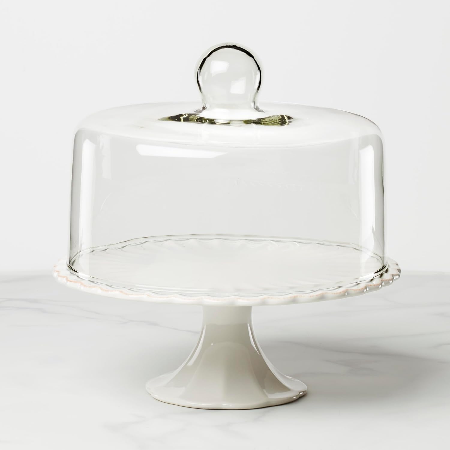 Lenox 896913 French Perle White Cake Plate with Dome, 11' H x 10.25' D