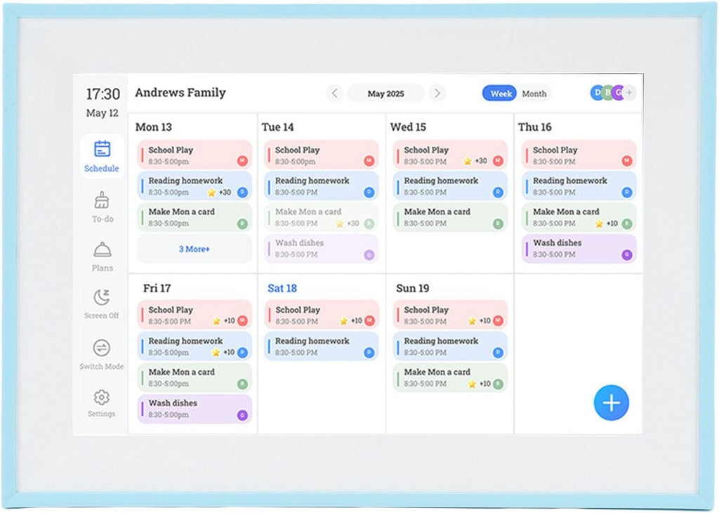 GOWENIC 10.1 Inch Smart WiFi Digital Calendar, Touchscreen Interactive Family Planner Display for Seamless Scheduling, with Digital Frame Mode, Blue