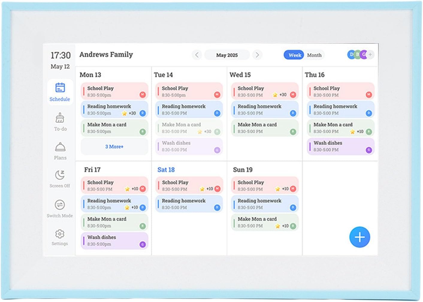 GOWENIC 10.1 Inch Smart WiFi Digital Calendar, Touchscreen Interactive Family Planner Display for Seamless Scheduling, with Digital Frame Mode, Blue