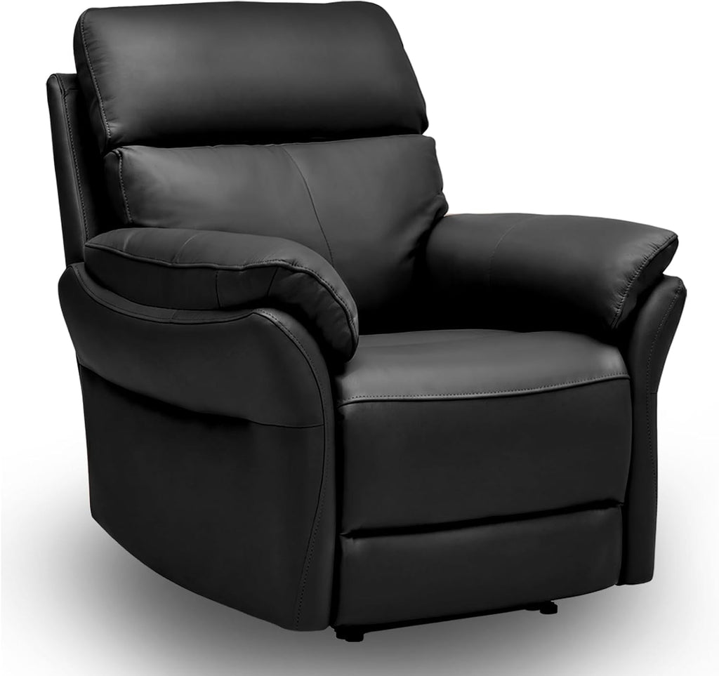 AIRSKY Genuine Leather Recliner Chair, Top Grain Leather, Italian Water-Washing Process, Reclining Sofa Chair for Reading, Single Sofas for Living Room, Theater Seating, Bedroom. Black,R1
