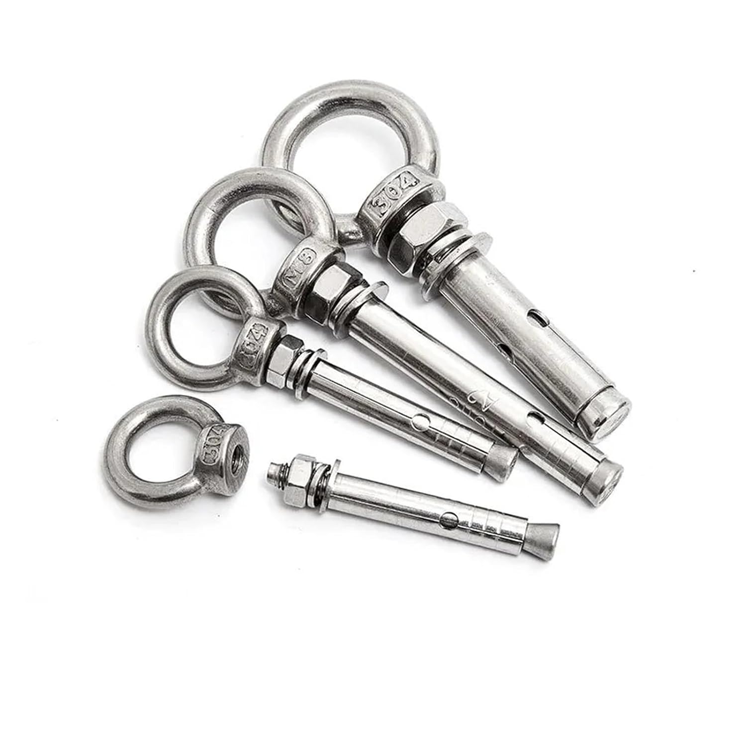 Anchor Bolts,Expansion Bolt, M6/M8/M10 Sleeve Anchor Concrete Expansion Eye Bolt Stainless Steel Installation Artifact Hook Universal with Ring Screws 1PCS(M10x90mm)