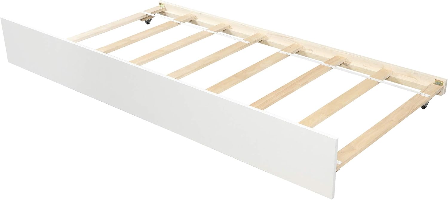 Harper & Bright Designs Bunk Beds Twin Over Twin Size, Solid Wood Bunk Bed with Trundle for Kids and Toddler (White Bunk Beds with Trundle)