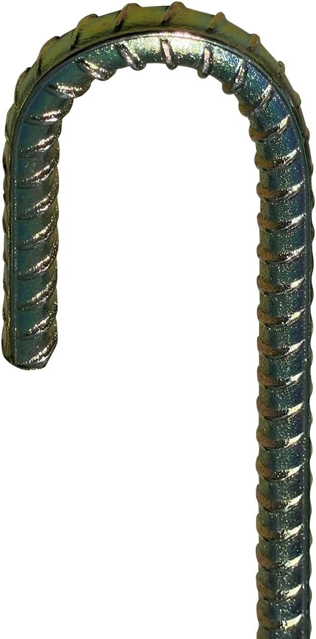Sandbaggy 24' J Hook Rebar Stakes - 1/2' Diameter (#4 Rebar) - Ground Anchors for Tents, Gardens, Fences, Holiday & Christmas Decorations - Galvanized Steel (J-Shape - 24', 30, Count)