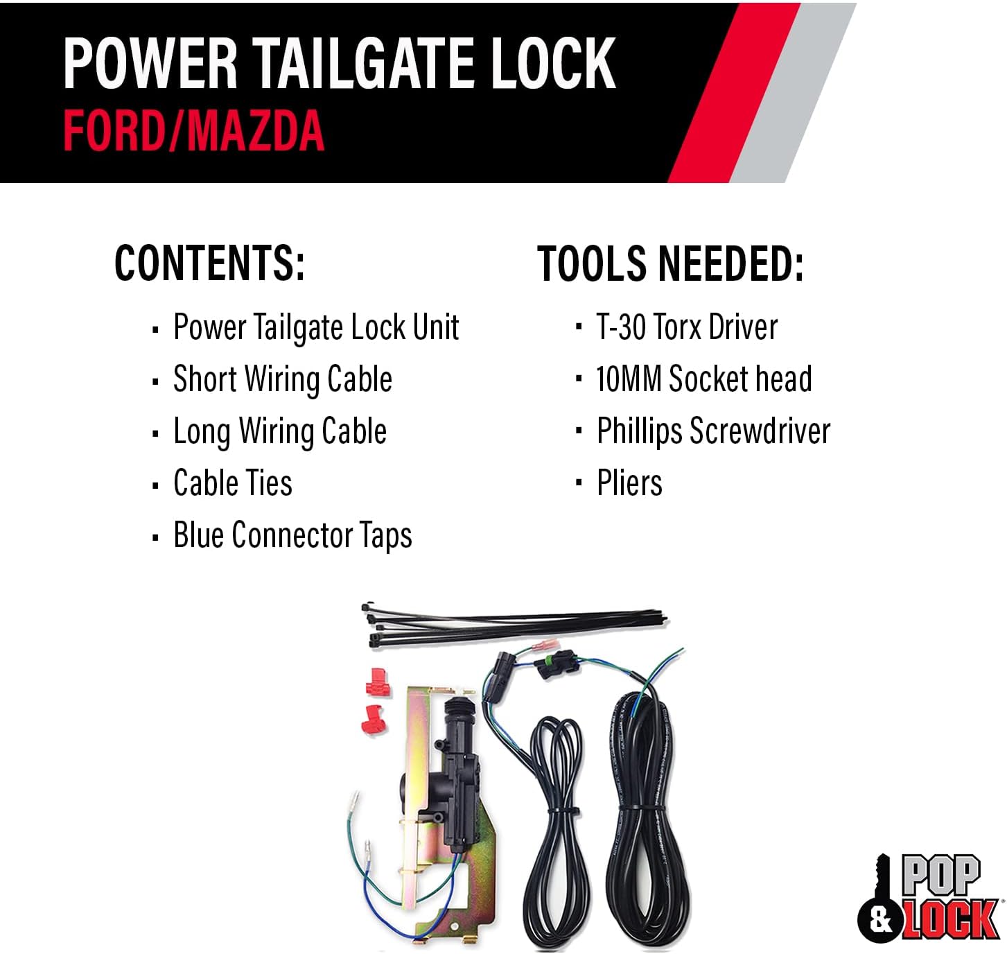 Pop & Lock - Power Tailgate Lock Fits Ford F150, Models 1997 to 2004 - for Tailgate With or Without OEM Manual Lock (PL8200)
