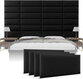 Vänt Upholstered Wall Panels - King/Cal King Size Wall Mounted Headboards - Vintage Leather Jet Black - Twin/King - Set of 4 Panels (Each Individual Panel 39'x11.5')