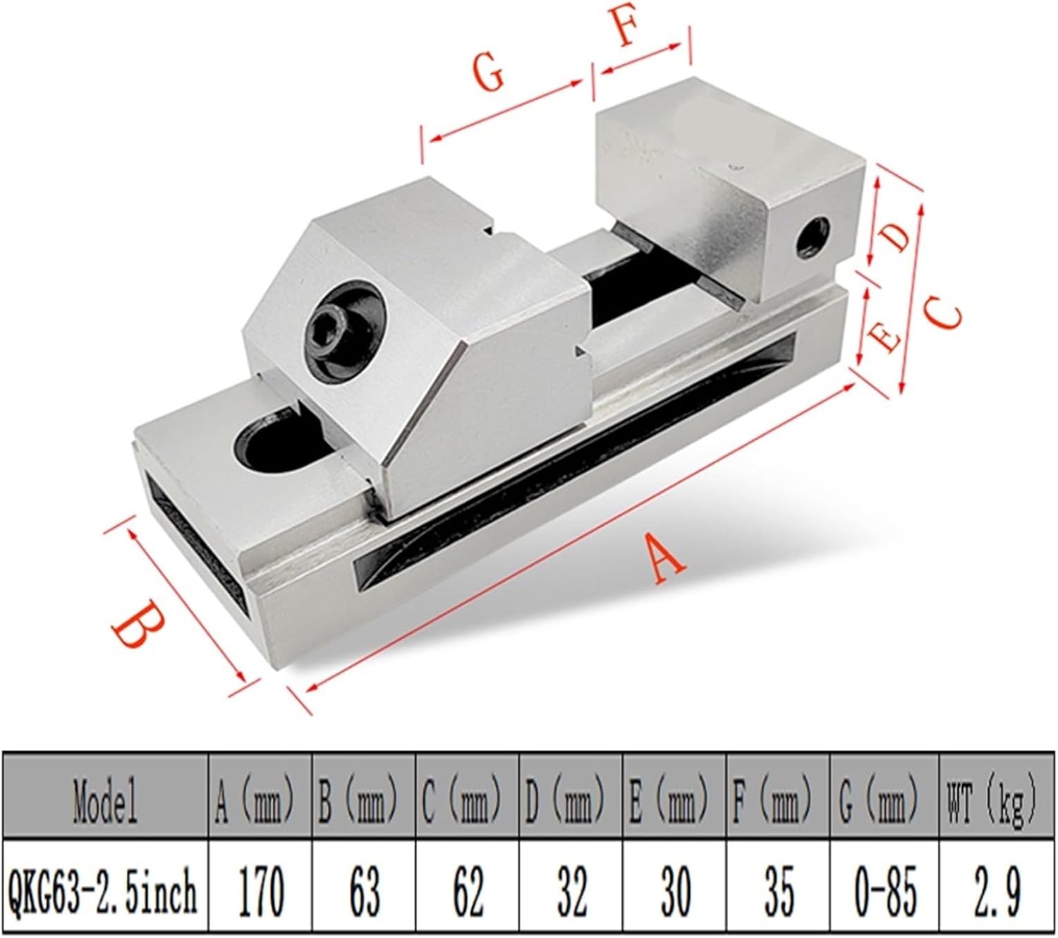 2.5 Inch Fast Moving Vise Machine Vise, Premium Precision Grinding Vise, Hardened Surfaces