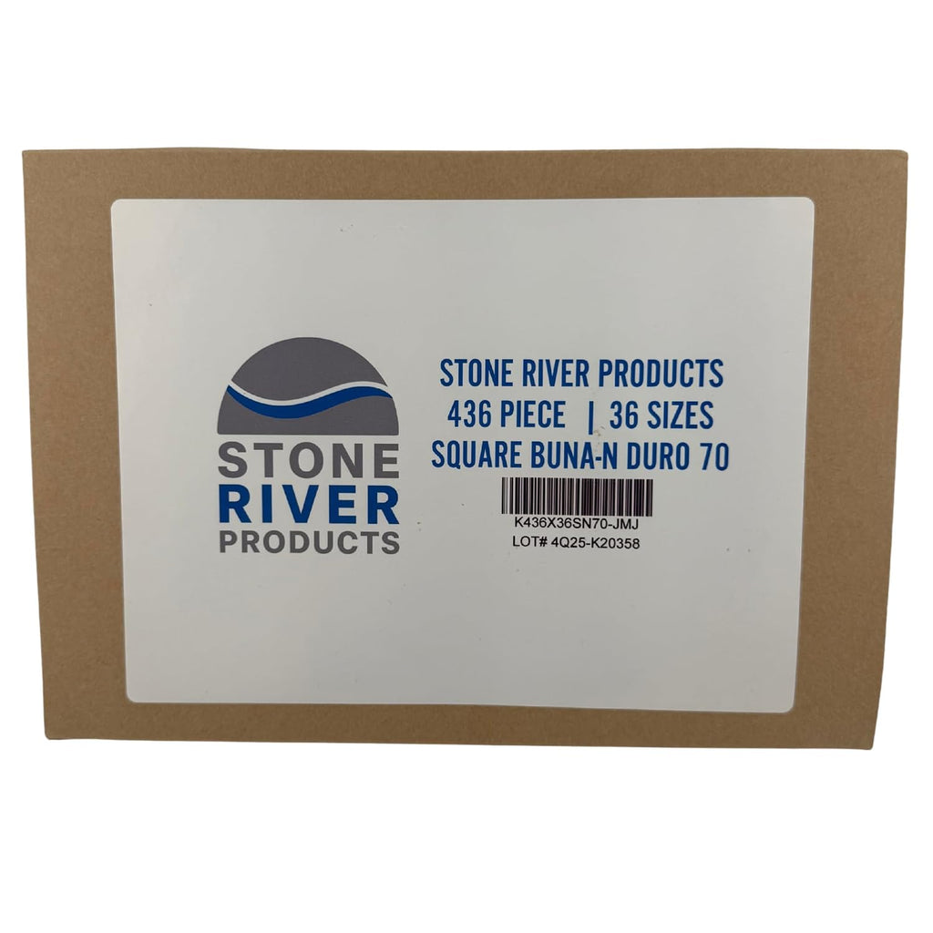 Stone River Products Industrial Square Buna-N Duro 70 Kit – 436 Pieces, 36 Sizes (Lathe Square Cut Washer Rings/O-Rings)