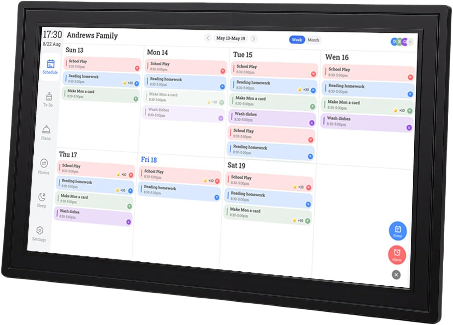 Yoidesu Smart Digital Calendar, 1080p HD Touchscreen Interactive Chore Chart with App Control, Desk WiFi Family Planner with 32GB Memory, for Family Schedules Meeting Reminders (US Plug)